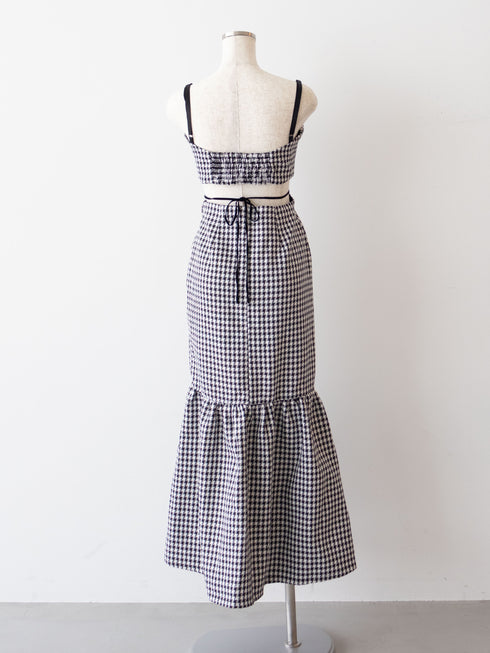 Back open houndstooth ensemble